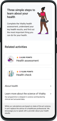 Healthy Futures health assessment and related activities